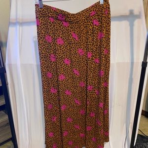 floral cheetah maxi skirt with double side slits